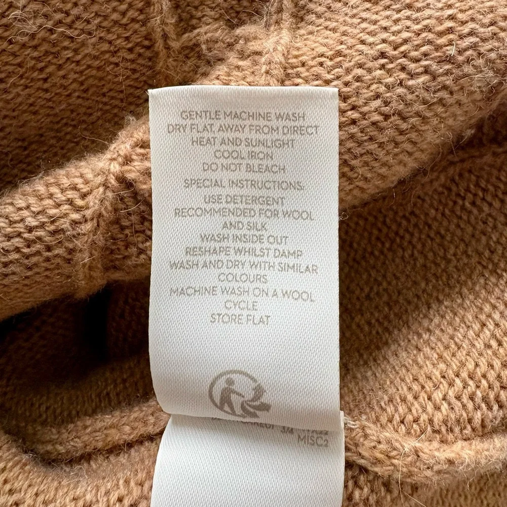 Boden Cynthia Women’s Cable Knit Sweater Dress Camel Tan Wool Blend Size 4 - Picture 5 of 6